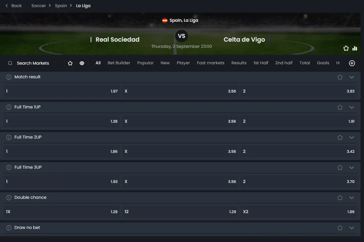 La Liga betting markets at Cocobet